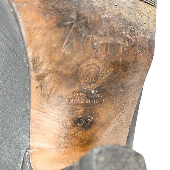 Acne Studios Alma Mid Heel Pull On Leather Ankle Boots in Black 39 - Picture 8 of 15